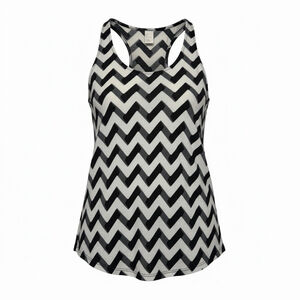 H&M Conscious Black White Chevron Y2K 00s Zig Zag Semi Sheer Tank Top Sz Small